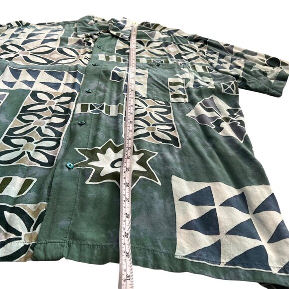 Vintage Java Lava Mens Hawaiian Camp Shirt Green L Summer Resort Short Sleeve - Picture 5 of 5